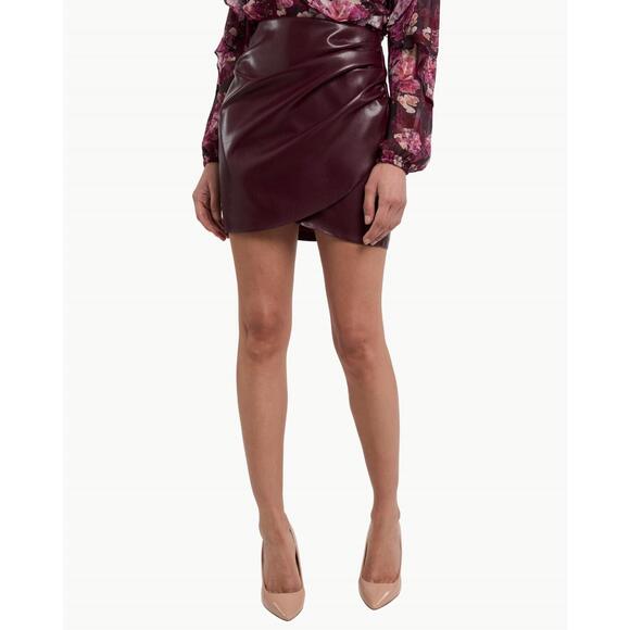 NEW GENERATION LOVE shyann vegan leather mini skirt in cabernet